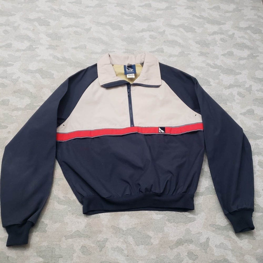 Vintage Serac Jacket 42 Blue Long Sleeve Kangaroo Pocket Soccer
